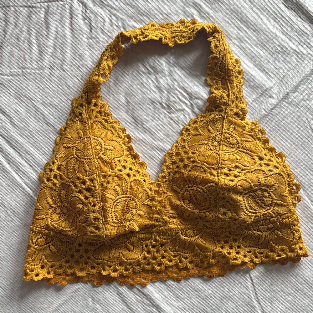 Source Unknown Mustard Lace Bralette